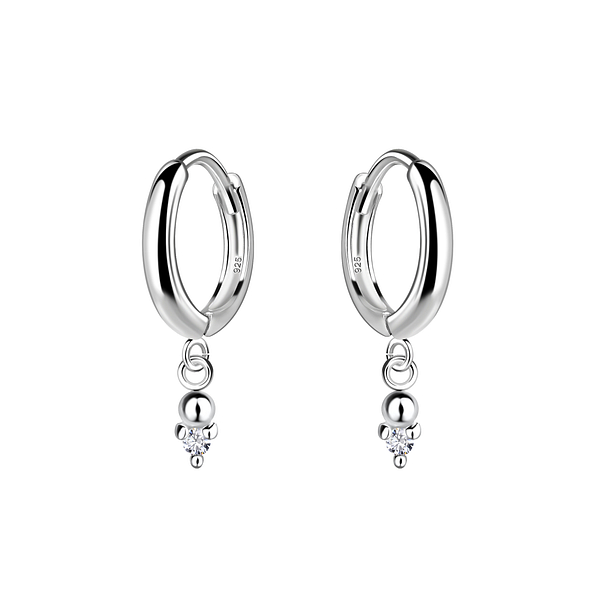 Wholesale Sterling Silver Geometric Charm Huggie Earrings - JD20188