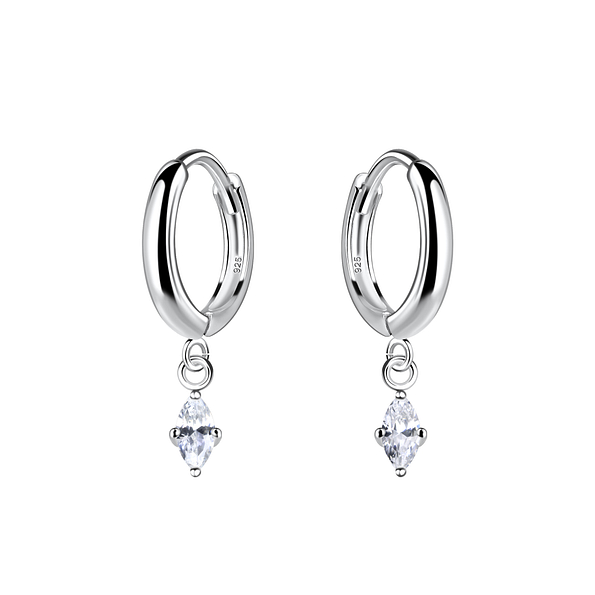 Wholesale Sterling Silver Marquise Charm Huggie Earrings - JD20033