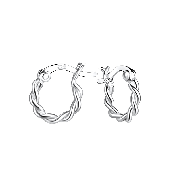 Wholesale 10mm Sterling Silver Twisted French Lock Ear Hoops - JD19522