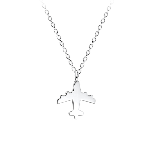 Wholesale Sterling Silver Airplane Necklace - JD16528