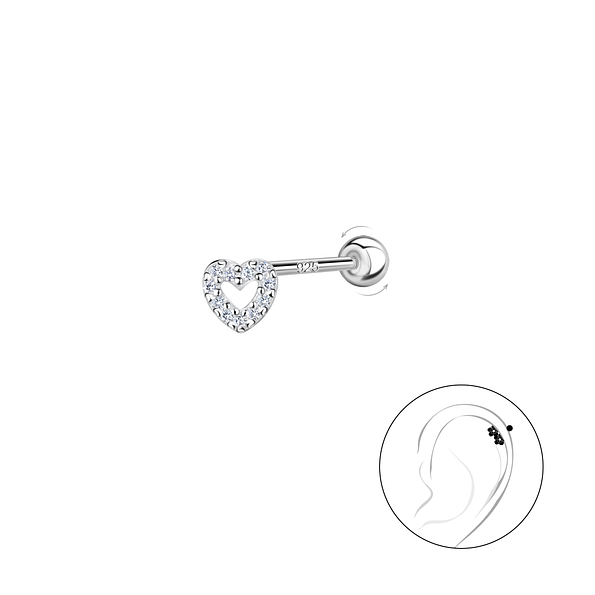 Wholesale Sterling Silver Heart Cartilage Stud with Ball Screw Back - JD20446