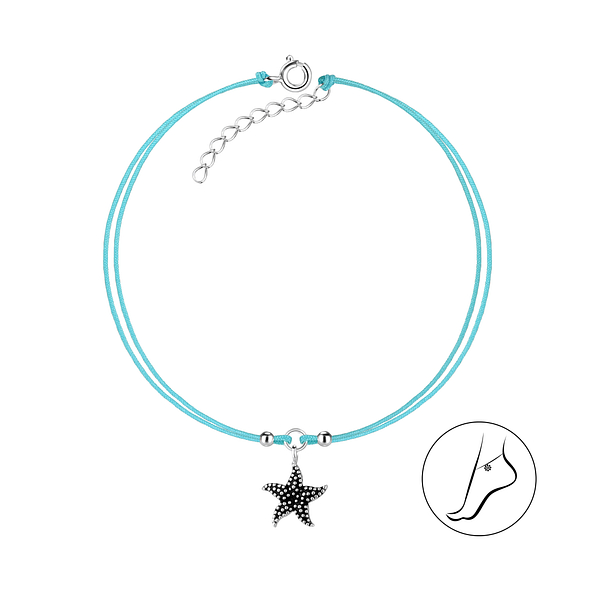 Wholesale Sterling Silver Starfish Cord Anklet - JD8629