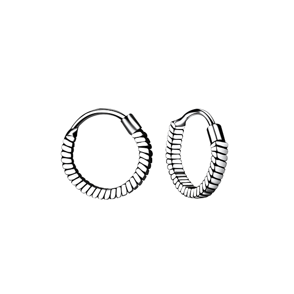 Wholesale 10mm Sterling Silver Bali Ear Hoops - JD5261