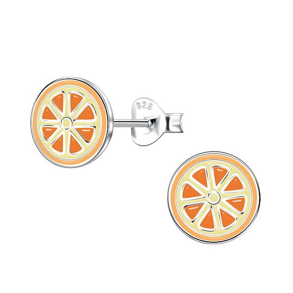 Wholesale Sterling Silver Orange Ear Studs - JD17199