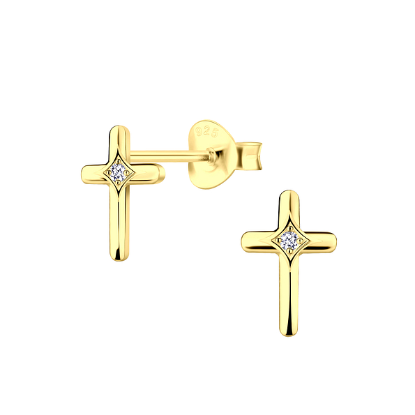 Wholesale Sterling Silver Cross Ear Studs - JD20698