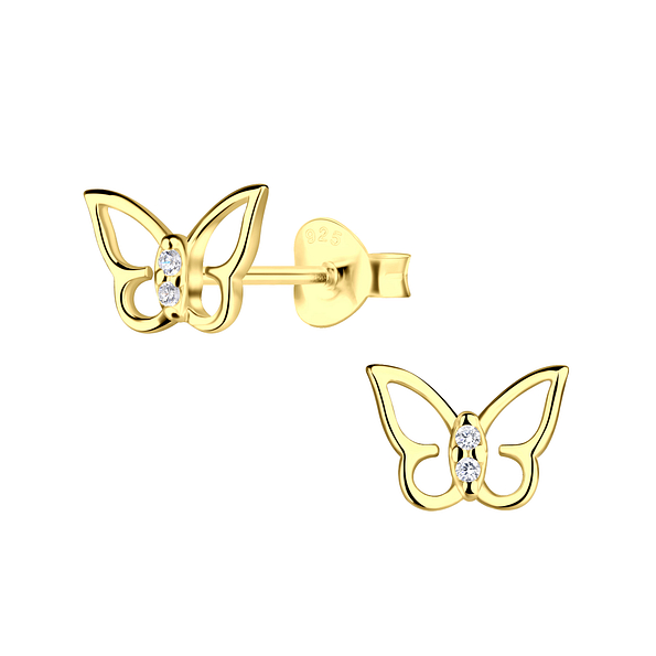 Wholesale Sterling Silver Butterfly Ear Studs - JD19866