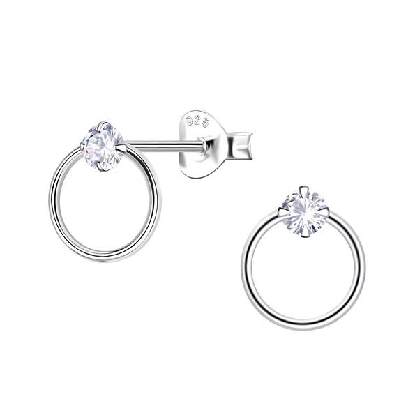 Wholesale Sterling Silver Circle Ear Studs - JD10757