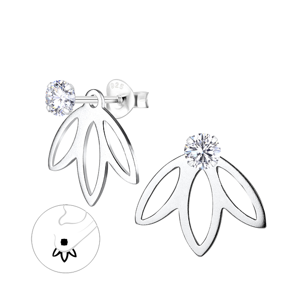 Wholesale Sterling Silver Flower Ear Jacket - JD11267