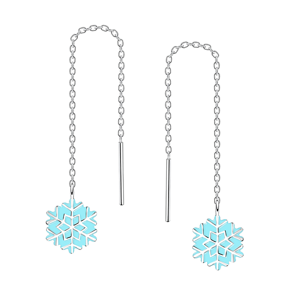 Wholesale Sterling Silver Thread Through Snowflake Earrings - JD10867
