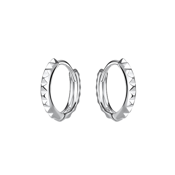 Wholesale Sterling Silver Patterned Huggie Earrings - JD20659