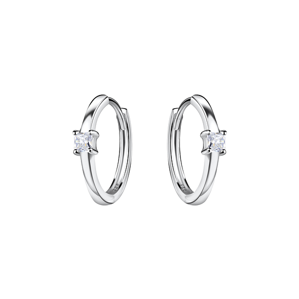 Wholesale Sterling Silver Square Huggie Earrings - JD20690