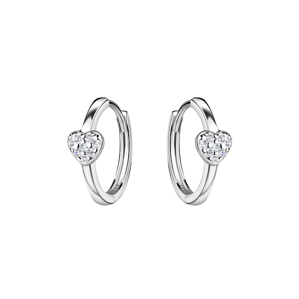 Wholesale Sterling Silver Heart Huggie Earrings - JD20662