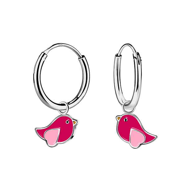 Wholesale Sterling Silver Bird Charm Ear Hoops - JD20456