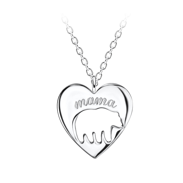 Wholesale Sterling Silver Mama Heart Necklace - JD20737