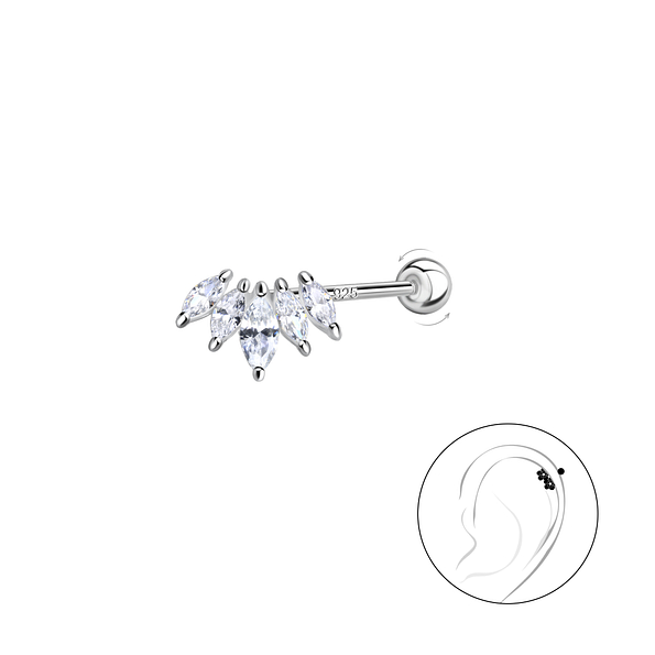 Wholesale Sterling Silver Geometric Cartilage Stud with Sterling Silver Ball Screw Back - JD20440