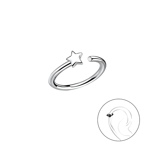 Wholesale Sterling Silver Star Helix Hoop - JD20604