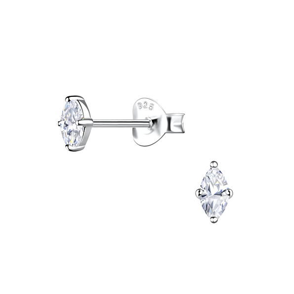 Wholesale 2x4mm Marquise Cubic Zirconia Sterling Silver Ear Studs - JD20883