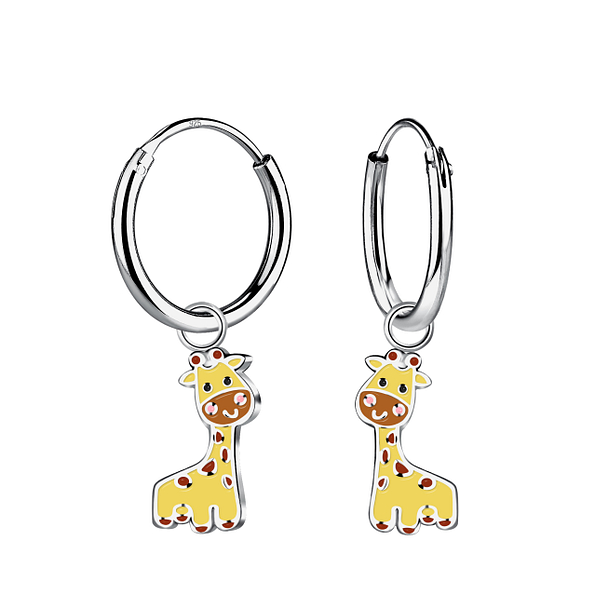 Wholesale Sterling Silver Giraffe Charm Ear Hoops - JD20871