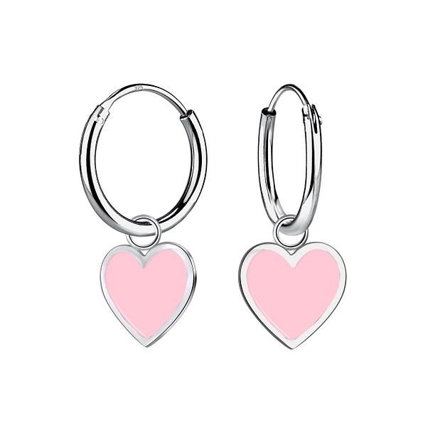 Wholesale Sterling Silver Heart Charm Ear Hoops - JD20583