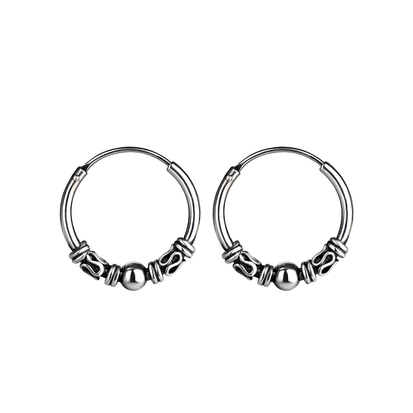 Wholesale 14mm Sterling Silver Bali Ear Hoops - JD9617