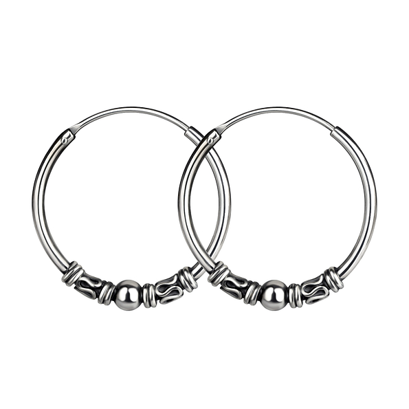 Wholesale 20mm Sterling Silver Bali Ear Hoops - JD20979