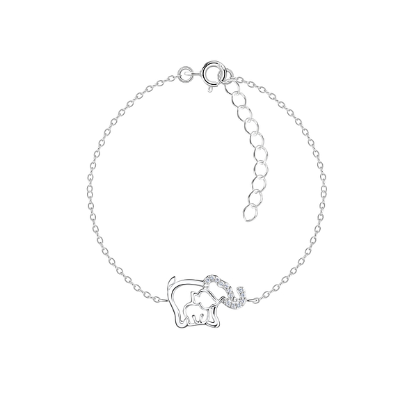 Wholesale Sterling Silver Mom and Baby Elephant Bracelet - JD21171