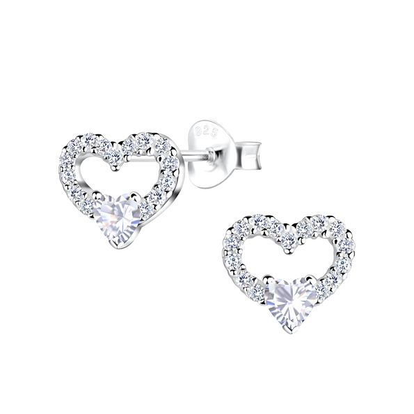 Wholesale Sterling Silver Heart Ear Studs - JD21212