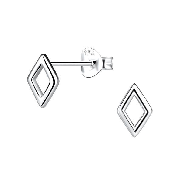 Wholesale Sterling Silver Diamond Shaped Ear Studs - JD21133