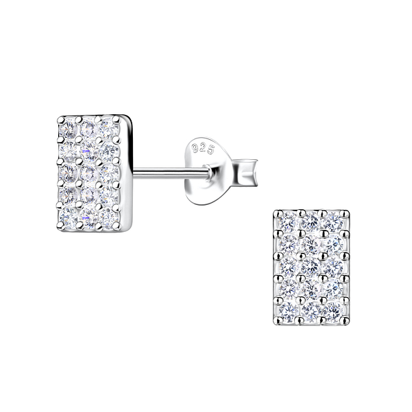 Wholesale Sterling Silver Rectangle Ear Studs - JD21109