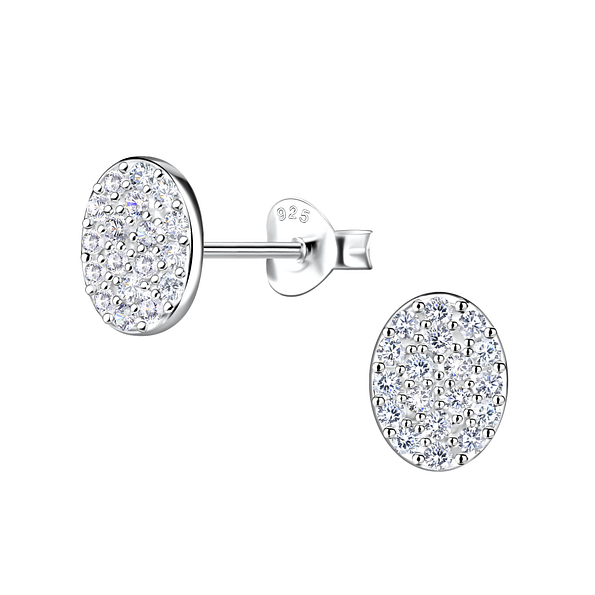 Wholesale Sterling Silver Oval Ear Studs - JD21110