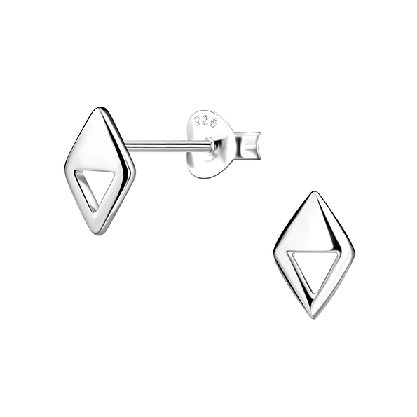 Wholesale Sterling Silver Diamond Shaped Ear Studs - JD21136