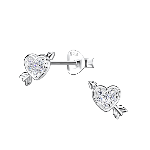 Wholesale Sterling Silver Heart Ear Studs - JD21139