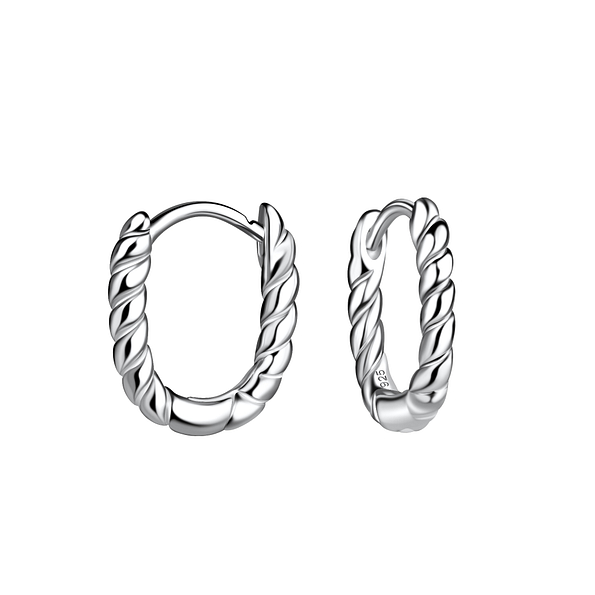 Wholesale Sterling Silver Twisted Huggie Earrings - JD21186