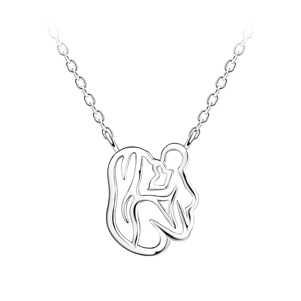 Wholesale Sterling Silver Mom and Baby Necklace - JD21144