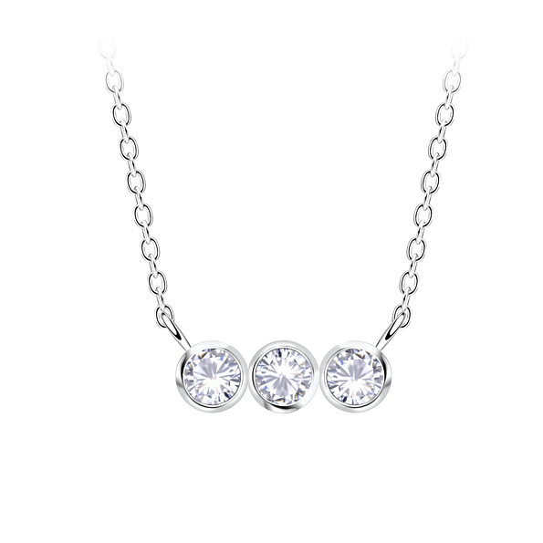 Wholesale Sterling Silver Three Stones Necklace - JD21145