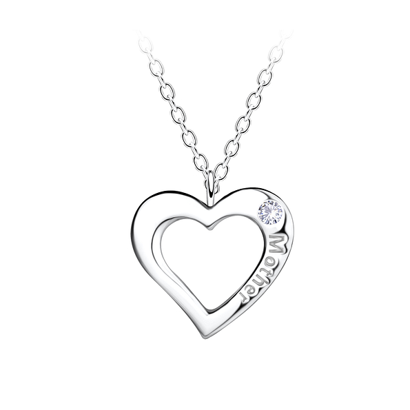 Wholesale Sterling Silver Mother Heart Necklace - JD21116