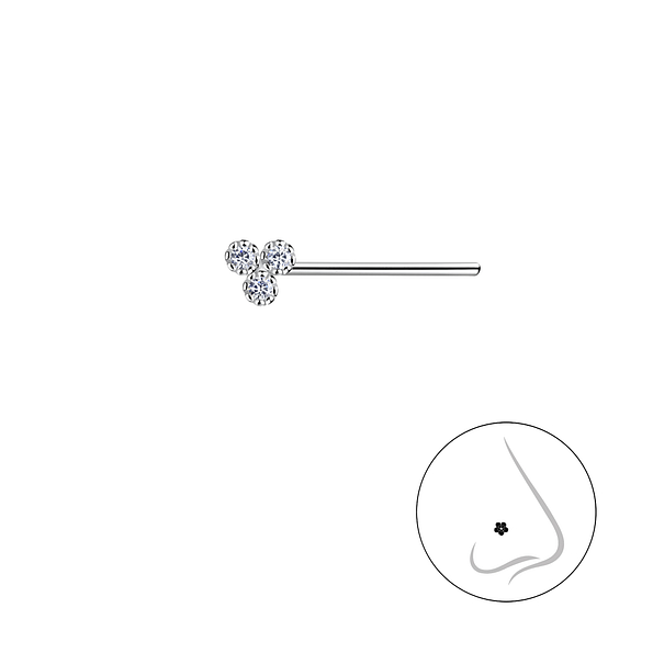 Wholesale Sterling Silver Three Stones Nose Stud - JD21188