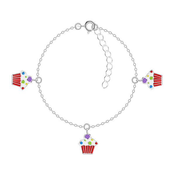 Wholesale Sterling Silver Cupcake Bracelet - JD20197