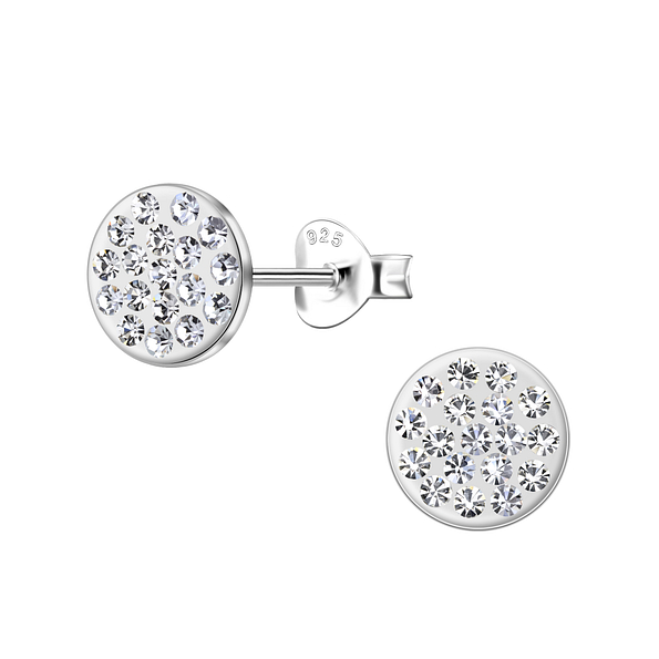 Wholesale Sterling Silver Round Crystal Ear Studs - JD21261