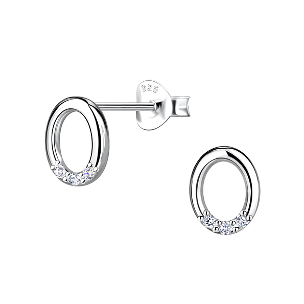 Wholesale Sterling Silver Oval Ear Studs - JD21229