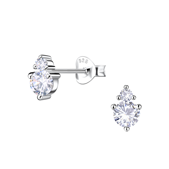 Wholesale Sterling Silver Double Stones Ear Studs - JD21287