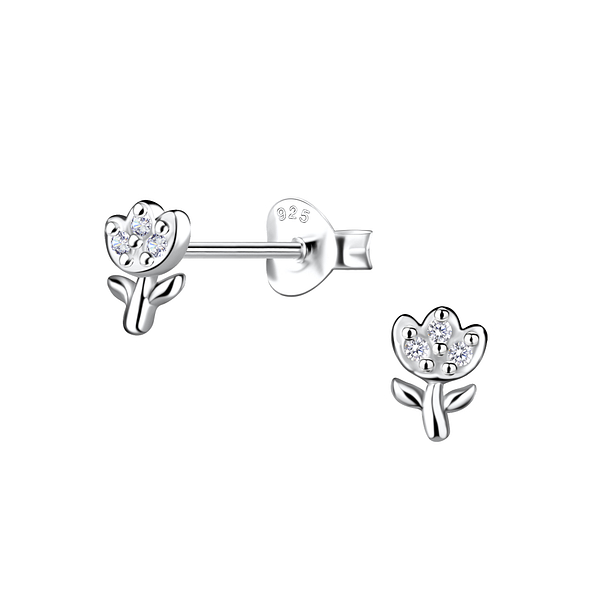 Wholesale Sterling Silver Flower Ear Studs - JD21289