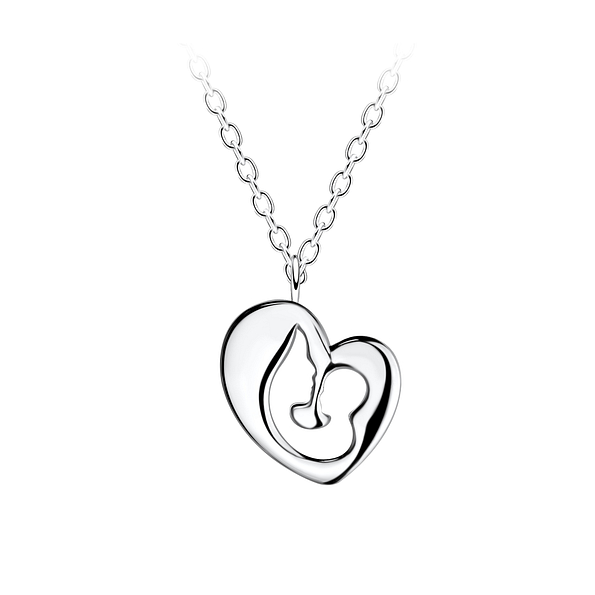 Wholesale Sterling Silver Mom and Baby Necklace - JD21392