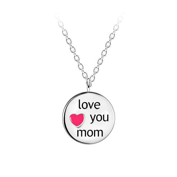 Wholesale Sterling Silver Love Mom Necklace - JD21296