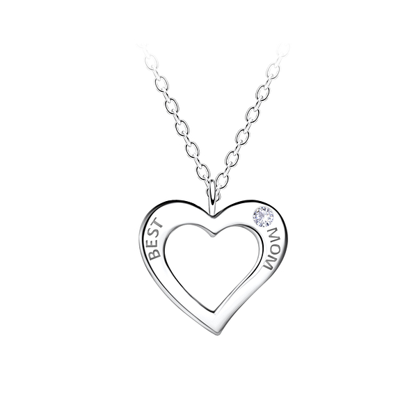 Wholesale Sterling Silver Best Mom Necklace - JD21393