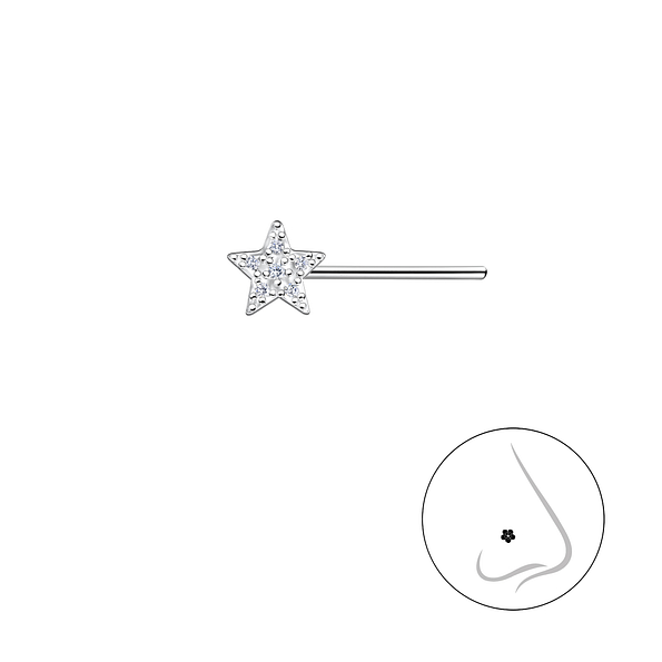 Wholesale Sterling Silver Star Nose Stud - JD21253