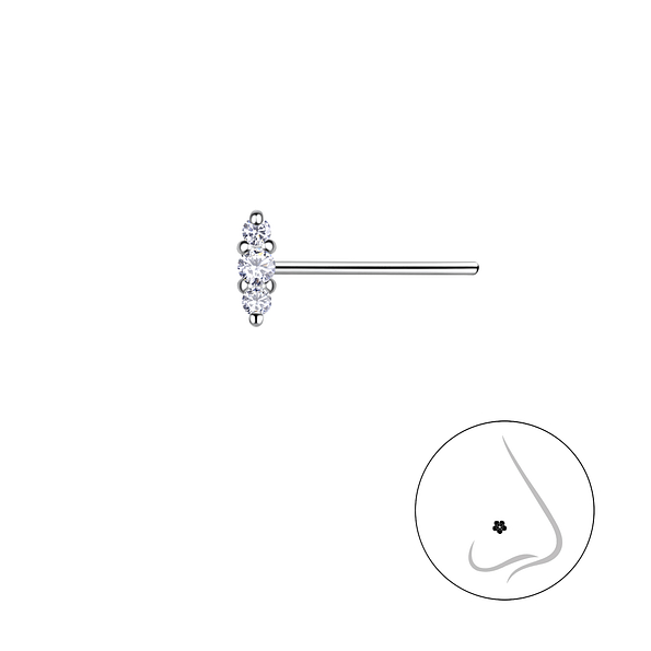 Wholesale Sterling Silver Marquise Stones Nose Stud - JD21302