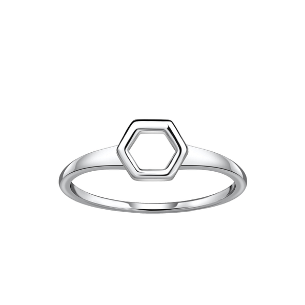 Wholesale Sterling Silver Hexagon Ring - JD21306