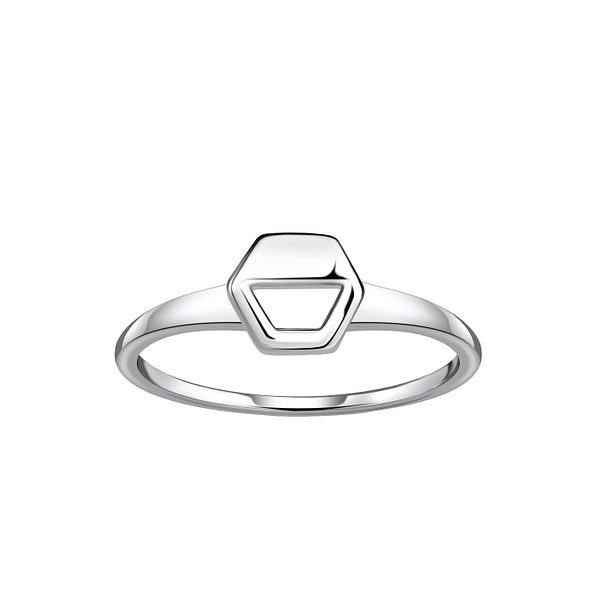 Wholesale Sterling Silver Hexagon Ring - JD21307