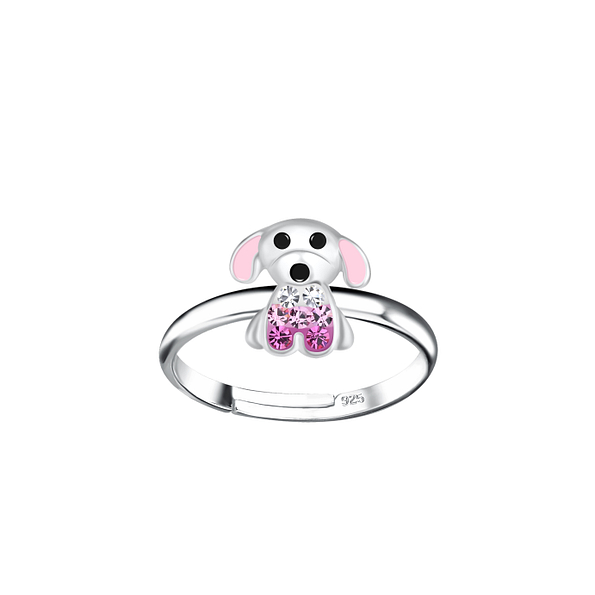 Wholesale Sterling Silver Dog Adjustable Ring - JD20791